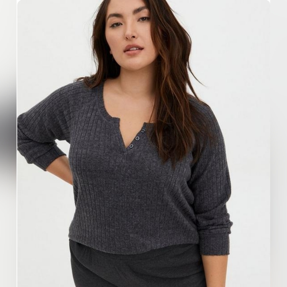 Torrid Brushed Ribbed Long Sleeve Lounge Tee - Size 5